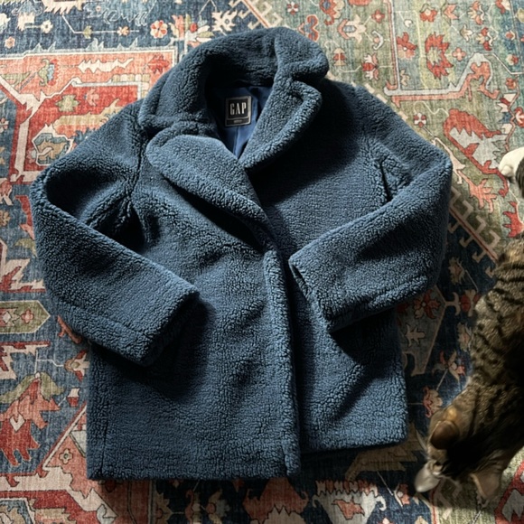GAP Bright Blue Sherpa Coat - Picture 2 of 7
